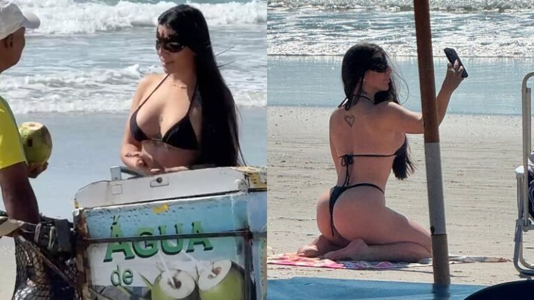 mulher é flagrada de biquíni e máscara em praia de Santa Catarina