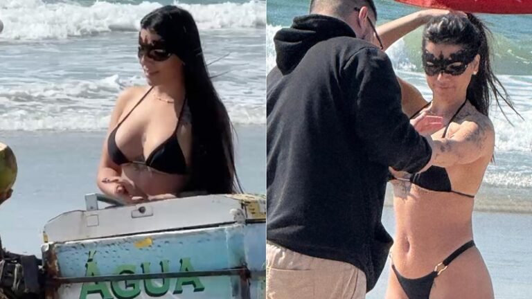 Cenapop · “Nova Tiazinha” curte praia de Santa Catarina usando biquíni e máscara